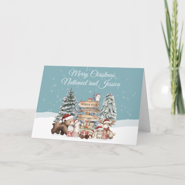 Cartes Pour Fêtes Annuelles Cute Woodland Animal Scene (Devant)