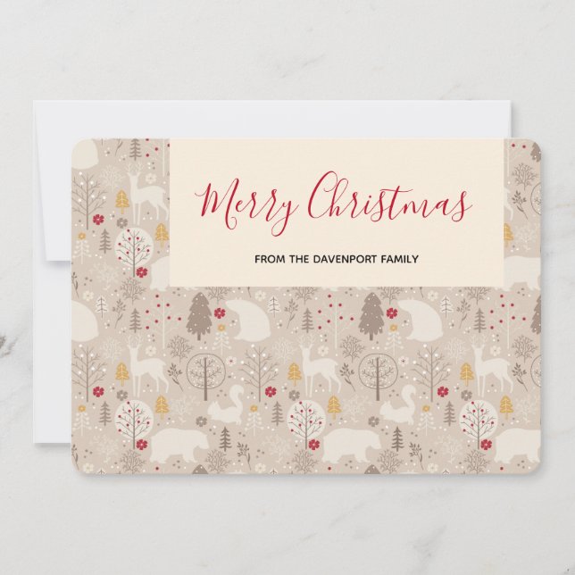 Cartes Pour Fêtes Annuelles Cute Woodland Animaux Motif de Noël (Devant)