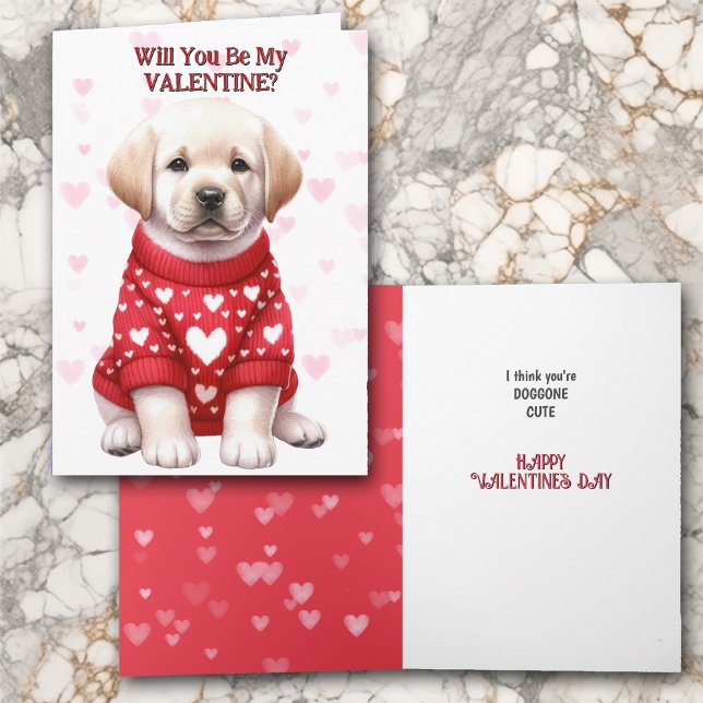 Cartes Pour Fêtes Annuelles Cute Yellow Labrador Retriever Chiot Valentine (Créateur téléchargé)