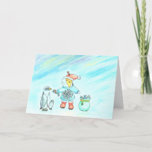 Cartes Pour Fêtes Annuelles Cutie le Cochon d'Inde Offrant des Cadeaux de Noël