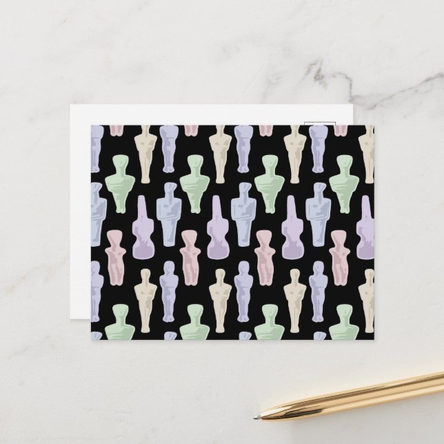 Cartes Pour Fêtes Annuelles Cycladic Figurines (Devant/Arrière en situation)