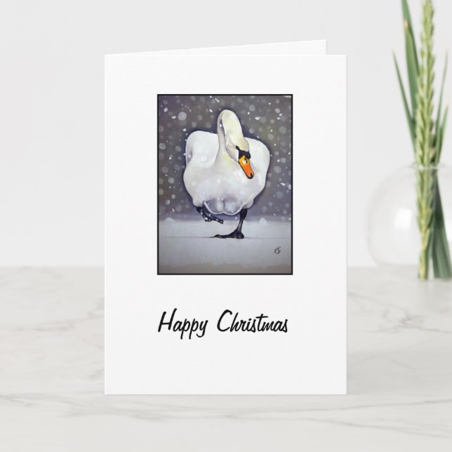Cartes Pour Fêtes Annuelles Cygne dans la neige (Devant)