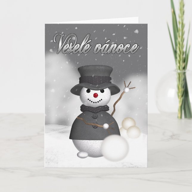 Cartes Pour Fêtes Annuelles czech christmas witdern mosdern snoman (Devant)