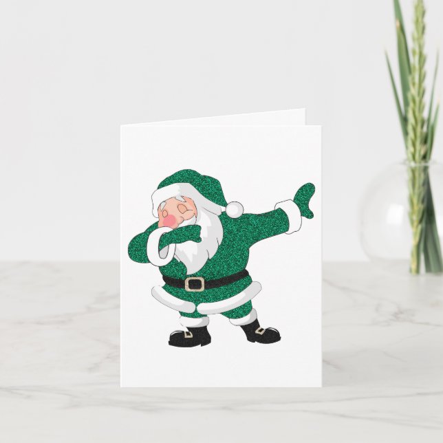 Cartes Pour Fêtes Annuelles Dabbing Green Santa Claus | Fun Holiday XMAS Humou (Devant)