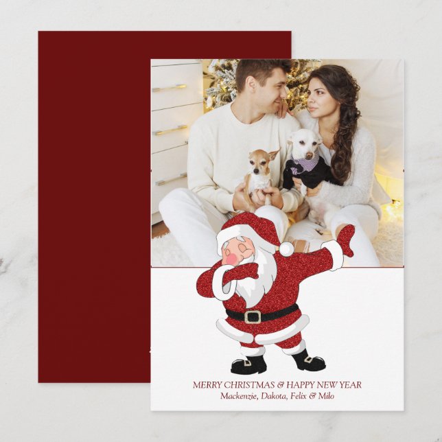 Cartes Pour Fêtes Annuelles Dabbing Red Père Noël | Amusant XMAS humour de vac (Devant / Derrière)