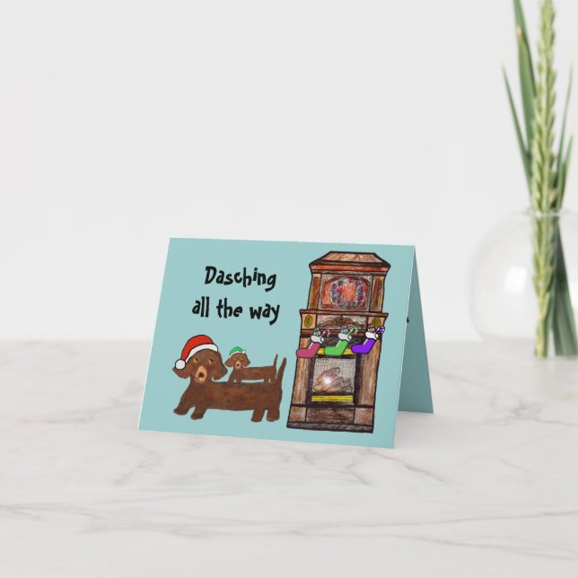 Cartes Pour Fêtes Annuelles Dachshing complètement (Devant)