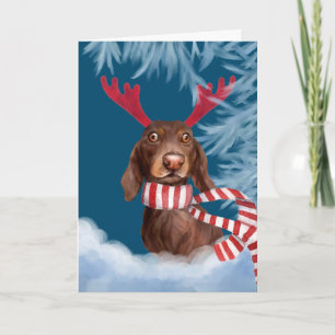 Cartes Pour Fêtes Annuelles Dachshund à travers la neige