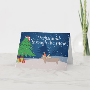 Cartes Pour Fêtes Annuelles Dachshund À Travers La Neige