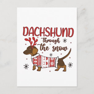 Cartes Pour Fêtes Annuelles Dachshund à travers la neige Noël Amateur de chien