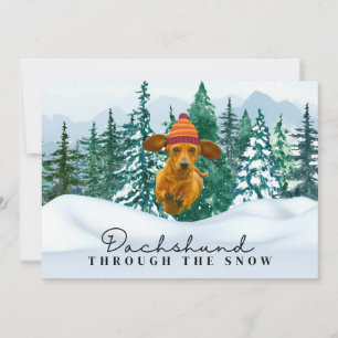 Cartes Pour Fêtes Annuelles Dachshund à travers la neige Noël Fun Chien