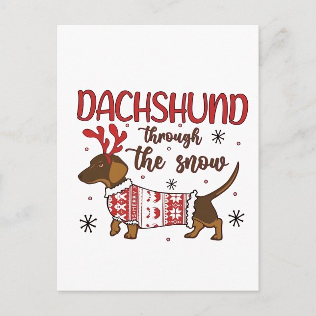 Cartes Pour Fêtes Annuelles Dachshund À Travers L'Amoureux des chiens De Noël  (Devant)