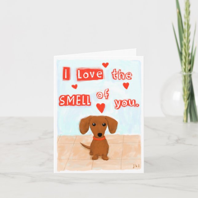 Cartes Pour Fêtes Annuelles Dachshund Amour Drôle Saint Valentin mignon chien (Devant)