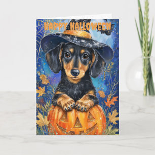 Cartes Pour Fêtes Annuelles Dachshund Chien d'Halloween