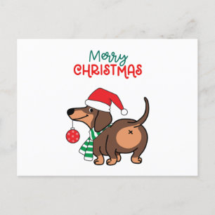 Cartes Pour Fêtes Annuelles Dachshund Chien mignonne Joyeux Noël