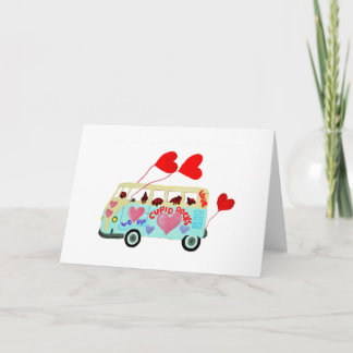 Cartes Pour Fêtes Annuelles Dachshund Cupids In Their Valentine Love Car