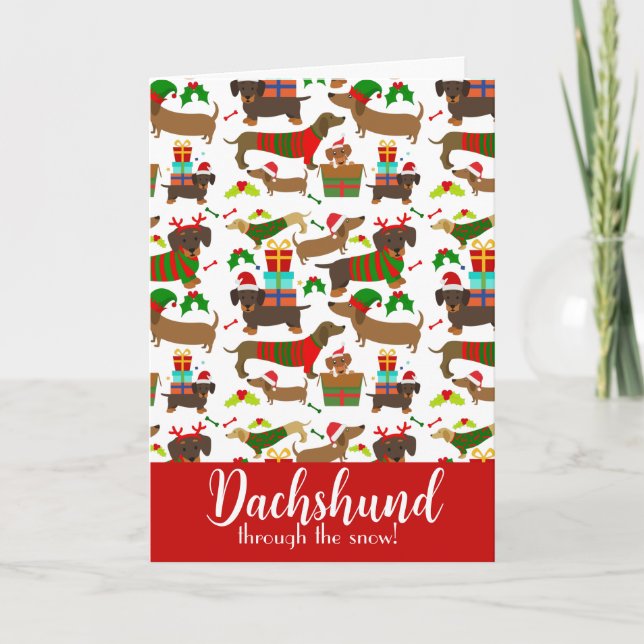 Cartes Pour Fêtes Annuelles Dachshund de Noël drôle (Devant)