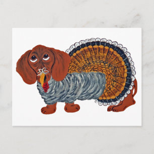 Cartes Pour Fêtes Annuelles Dachshund dinde de Thanksgiving