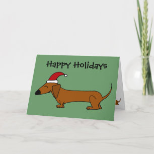 Cartes Pour Fêtes Annuelles Dachshund drôle dans le dessin de Noël de Santa Ha