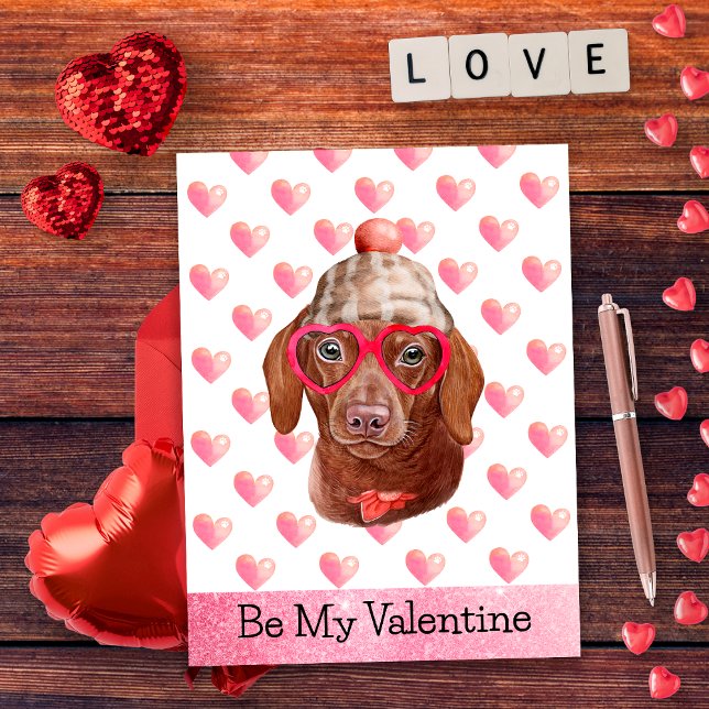 Cartes Pour Fêtes Annuelles Dachshund Funny Be My Valentine Dog Valentine Vale (Créateur téléchargé)