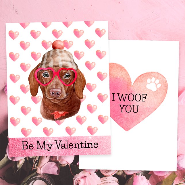 Cartes Pour Fêtes Annuelles Dachshund je t'aime Chien Saint-Valentin (Créateur téléchargé)