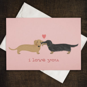 Cartes Pour Fêtes Annuelles Dachshund Kiss Wiener Chiens Love Valentine Card