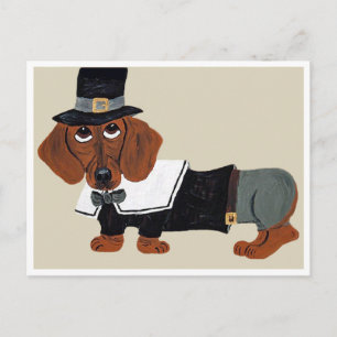 Cartes Pour Fêtes Annuelles Dachshund Pèlerin de Thanksgiving
