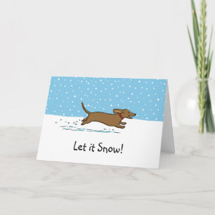 Cartes Pour Fêtes Annuelles Dachshund Qu'il neige - Joyeuses Fêtes au chien sa