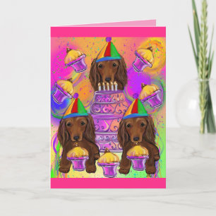 Cartes Pour Fêtes Annuelles Dachshund roux à poil long
