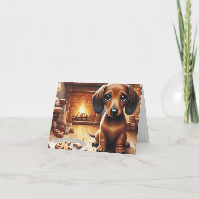 Cartes Pour Fêtes Annuelles Dachshund Santa Cookies (Devant)