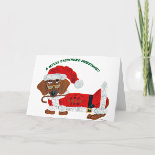 Cartes Pour Fêtes Annuelles Dachshund Sucre de canne Père Noël