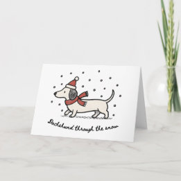 Cartes Pour Fêtes Annuelles Dachshund Through the Snow - Funny Christmas Card