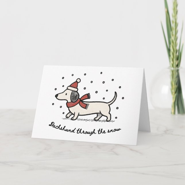 Cartes Pour Fêtes Annuelles Dachshund Through the Snow - Funny Christmas Card (Devant)