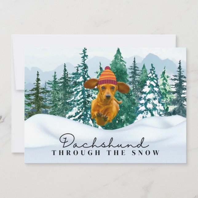 Cartes Pour Fêtes Annuelles Dachshund Trough Snow Christmas Fun Dog (Devant)