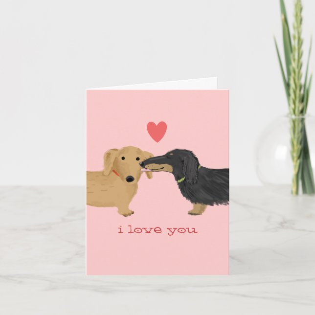 Cartes Pour Fêtes Annuelles Dachshund Valentine Kiss Cute Dogs Saint Valentin (Devant)