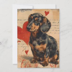 Cartes Pour Fêtes Annuelles Dachshund Vintage Saint-Valentin