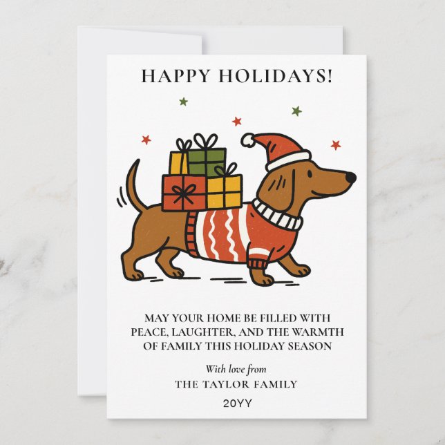 Cartes Pour Fêtes Annuelles Dachshund Weiner Dog Ugly Sweater Holiday (Devant)