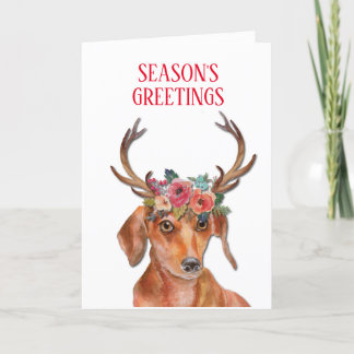 Cartes Pour Fêtes Annuelles Dachshund Weiner Doxie Daxi Chien Floral Antlers
