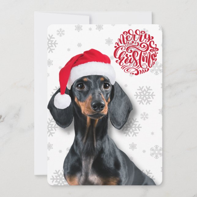 Cartes Pour Fêtes Annuelles Dachshund Wiener Chien animal de compagnie Snowfla (Devant)