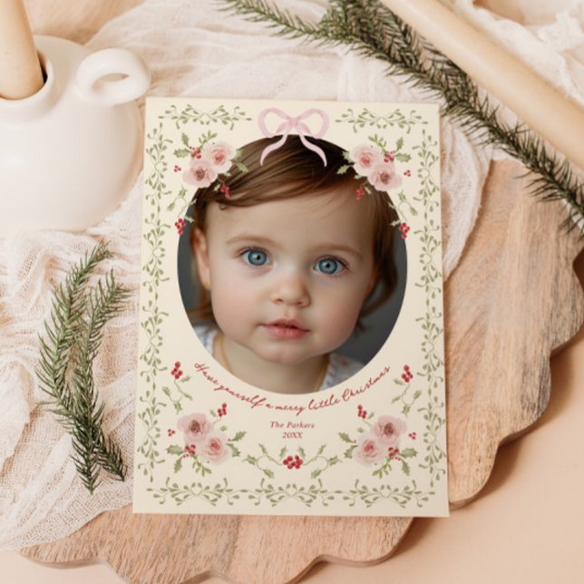 Cartes Pour Fêtes Annuelles Dainty Floral Photo de Noël (Créateur téléchargé)