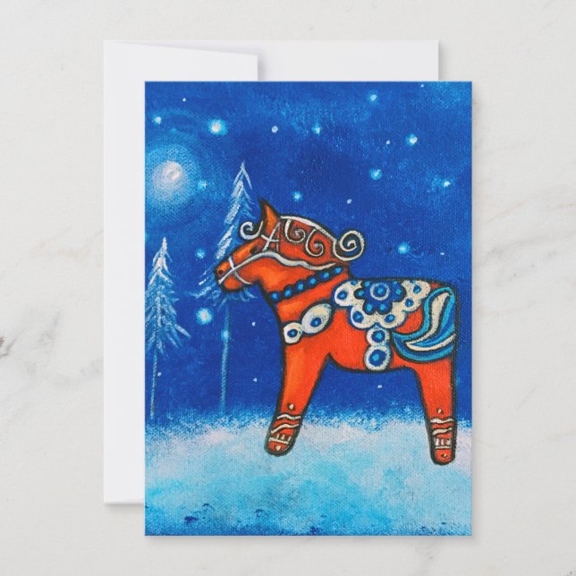 Cartes Pour Fêtes Annuelles Dala Horse II En Hiver (Devant)