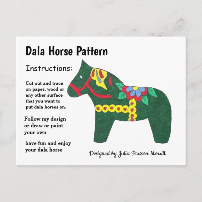 Cartes Pour Fêtes Annuelles Dala Horse Motif à partager (Devant)