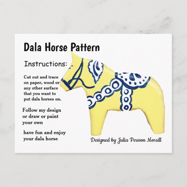Cartes Pour Fêtes Annuelles Dala Horse Motif à partager (Devant)