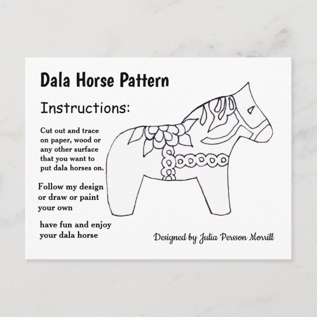 Cartes Pour Fêtes Annuelles Dala Horse Motif à partager (Devant)