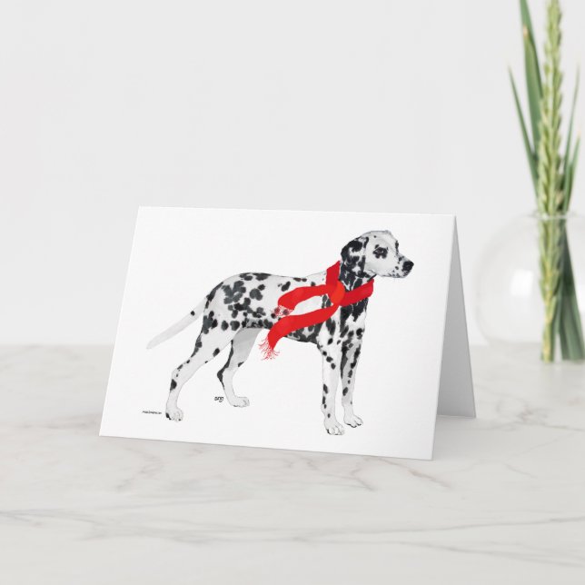 Cartes Pour Fêtes Annuelles Dalmatie à l'écharpe rouge (Devant)