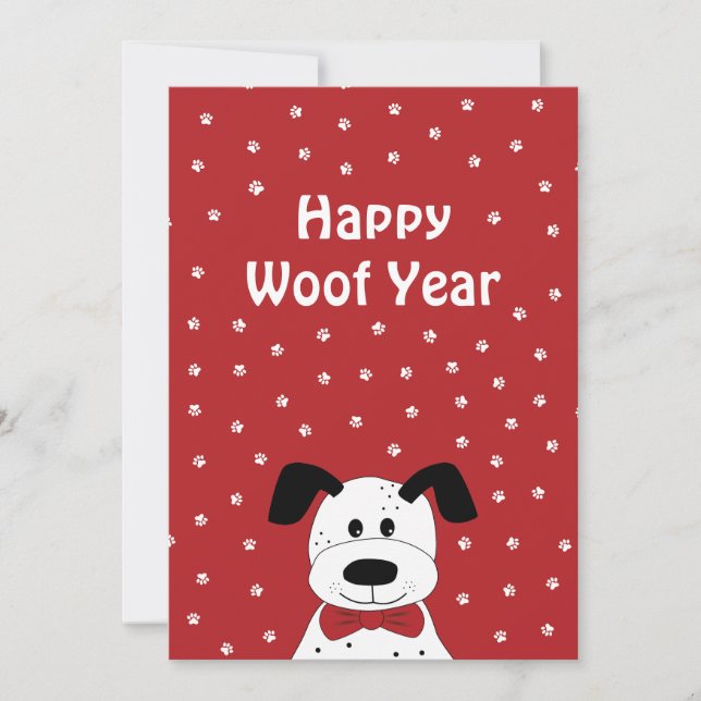 Cartes Pour Fêtes Annuelles Dalmatien avec un noeud papillon 'Joyeuse année Wo (Devant)