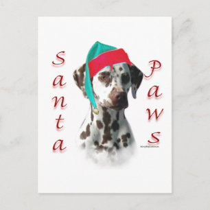 Cartes Pour Fêtes Annuelles Dalmatien (foie) Père Noël Paws