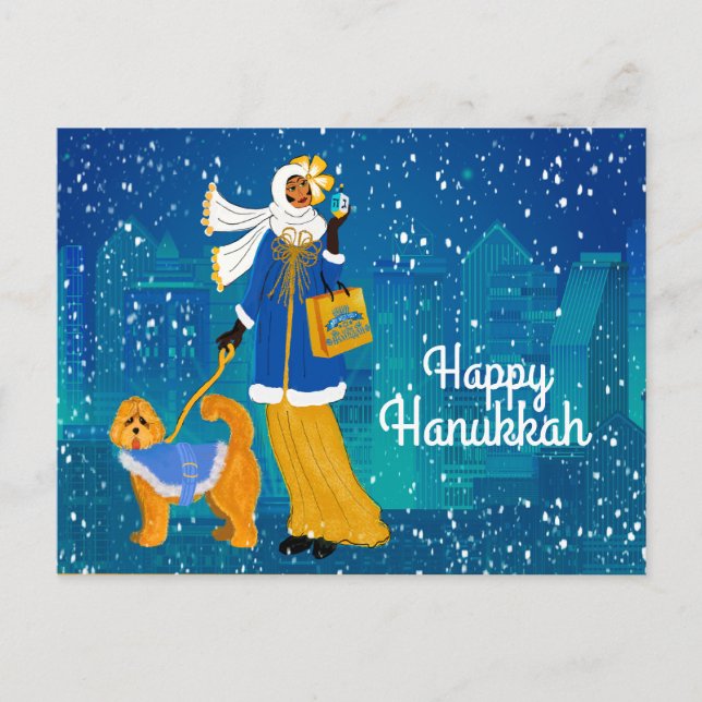Cartes Pour Fêtes Annuelles Dame Art Nouveau avec Doodle Dog (Devant)