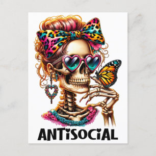 Cartes Pour Fêtes Annuelles Dame de squelette antisociale