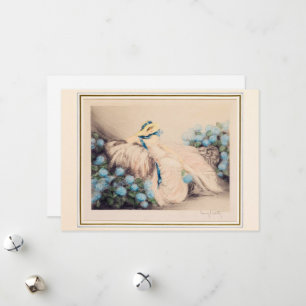 Cartes Pour Fêtes Annuelles Dame rose, 1933 par Louis Icart