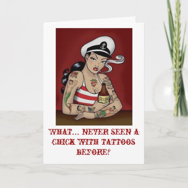 Cartes Pour Fêtes Annuelles Dame tatouée (Devant)